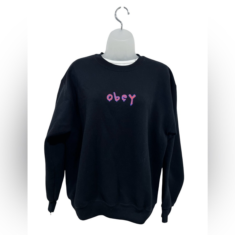 OBEY Worldwide Black Crewneck Sweatshirt Men’s Medium Streetwear Skate Graphic